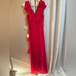Elegant Red Ruffle Maxi Dress